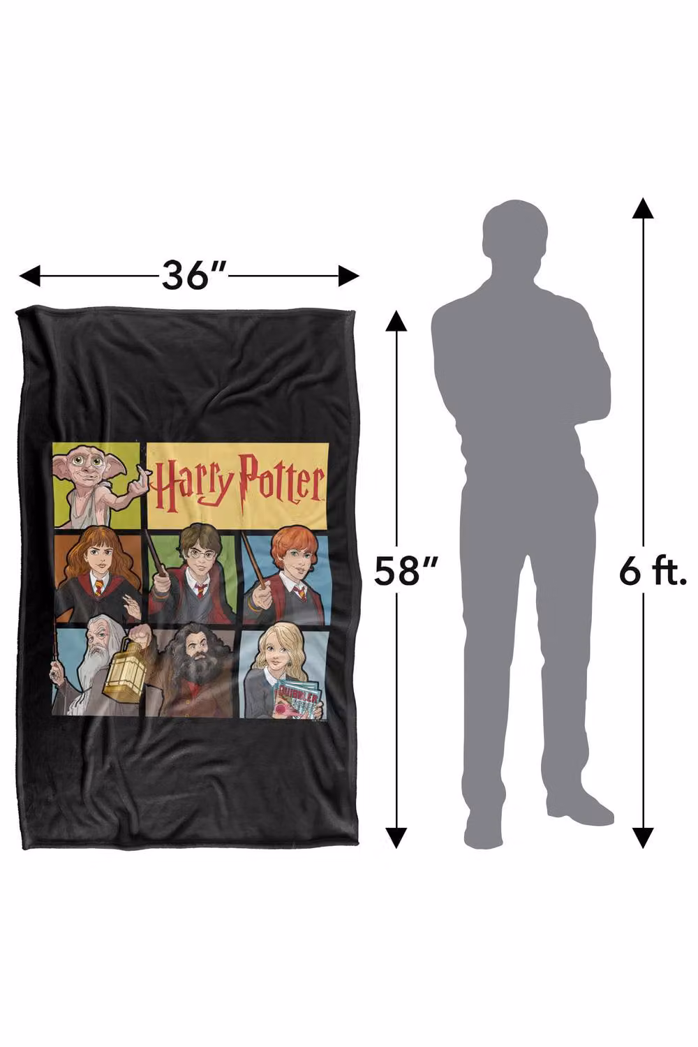 Warner Bros. Harry Potter Heroes of Hogwarts Super Soft Silky Touch Fleece Throw Blanket, Multicolour, W: 127.0 cm, D: 152.4 cm, H: 152.4 cm – 8