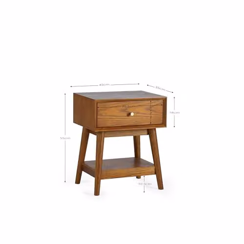 Julian Bowen Lowry 1 Drawer Side Table in Cherry Ash Wood, H 55 x W 45 x D 35 cm – 2