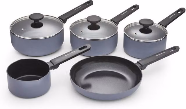 Morphy Richards 5 Piece Non-Stick Recycled Aluminium Saucepan Set in Grey
