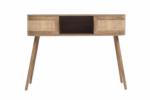 Birlea Noah Rattan and Oak 2 Door Console Table, Brown