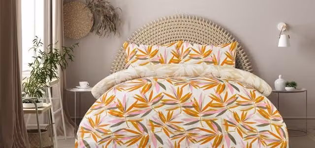 Sleepdown Reversible Microfibre Duvet Cover and Pillowcase Set with Button Fastening, Natural Tropical Floral Design, Multicolour, W: 135 cm x L: 200 cm – 1