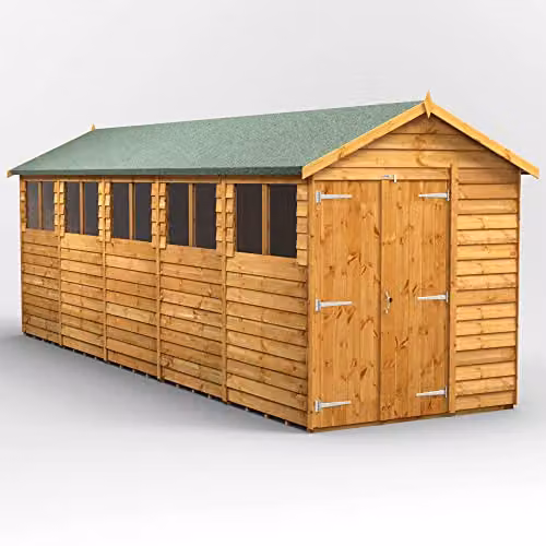 POWER Premium Apex Overlap Wooden Shed in Rustic Brown with Toughened Glass and Security Features, W: 228.76 cm, D: 191.4 cm, H: 191.4 cm