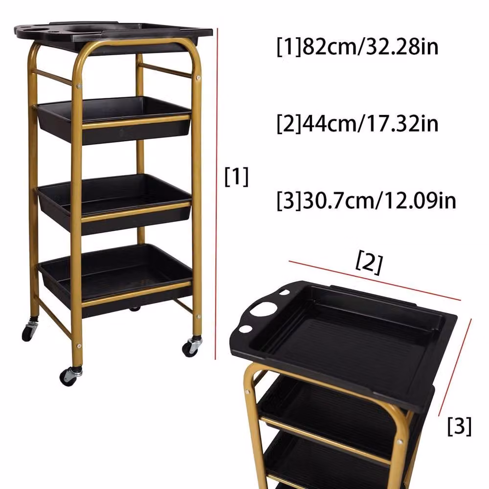 SPETLEK 4 Tier Freestanding Metal Storage Cart in Black and Gold – 2