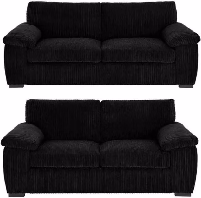 Snug Furniture Birmingham Ltd Amalfi Jumbo Cord 3+2 Sofa Set in Black