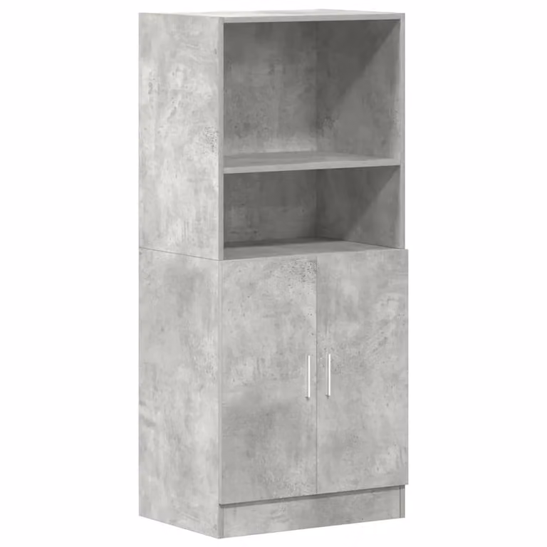 Berkfield Home Modern Grey Kitchen Tall Unit with Hinged Doors and Internal Shelves, W/D/H: 57 x 41.5 x 131.5 cm