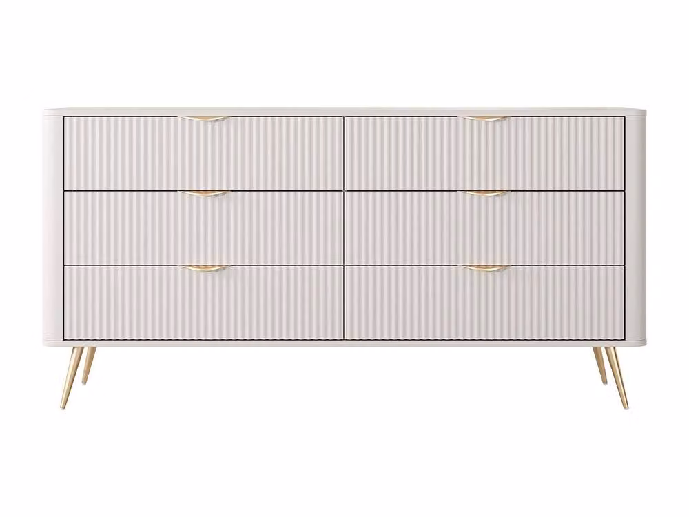 Vente-unique ELONARIA 6-Drawer Chest in Beige and Gold – 2