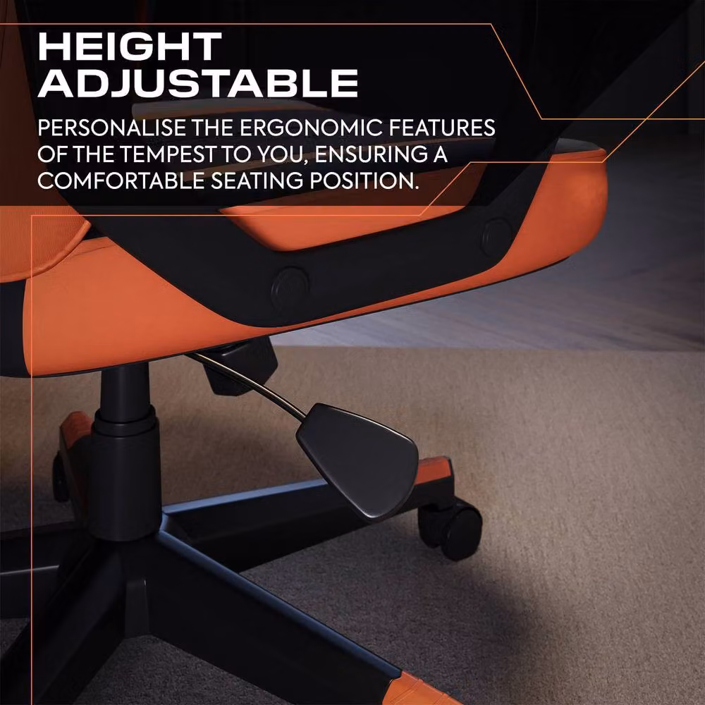 X Rocker Tempest Ergonomic Gaming Chair in Orange with Extra Wide Seat and Synthetic Leather Finish – 2