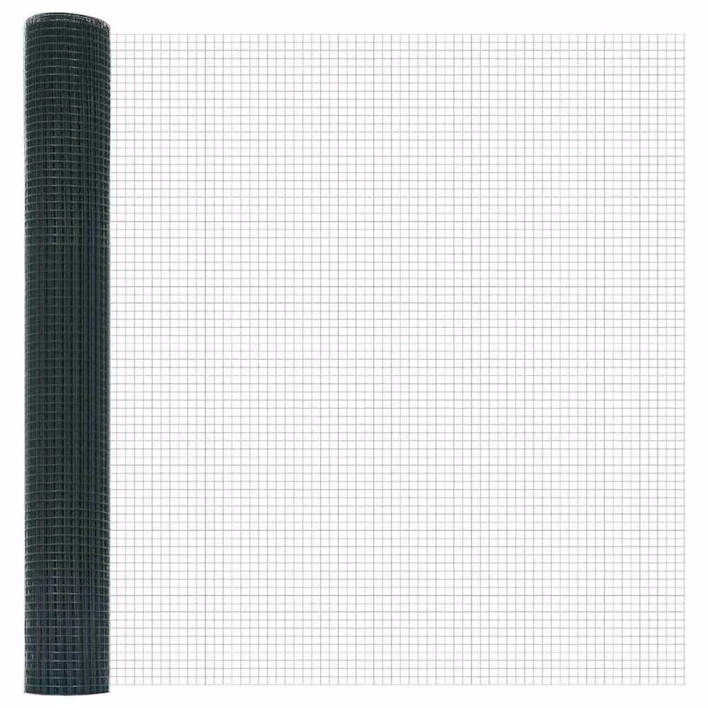Berkfield Home Green Steel Welded Wire Fence with 13 Flanged Posts – 4