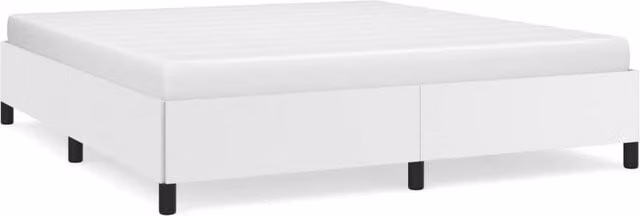 Berkfield Home Super King Upholstered Bed Frame in White Faux Leather with Drawers W: 180 cm, D: 200 cm