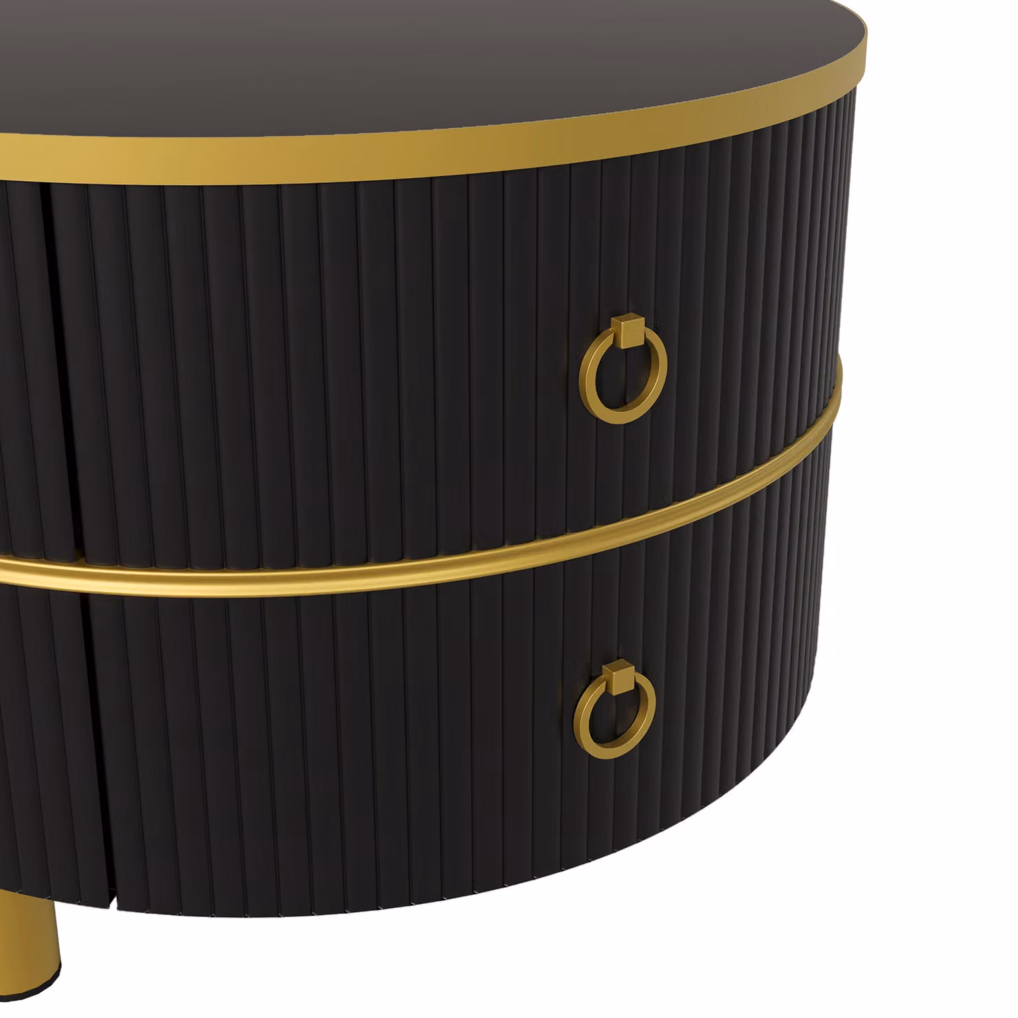 Aosom.UK 2-in-1 Round Coffee Table Set with High-Gloss and Tempered Glass Tops and 2 Drawers, Brown and Black, W/D/H: 70 x 70 x 45 cm and 50 x 50 x 40 cm – 5
