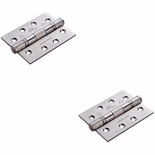 Loops 2 Pack of 13 Ball Bearing Interior Door Hinges in Brushed Satin Stainless Steel, H 102 x W 76 x D 3 mm