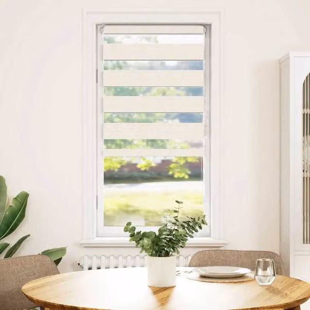 Berkfield Home Zebra Day and Night Blind in Marble Beige Polyester, W: 65 cm, H: 150 cm