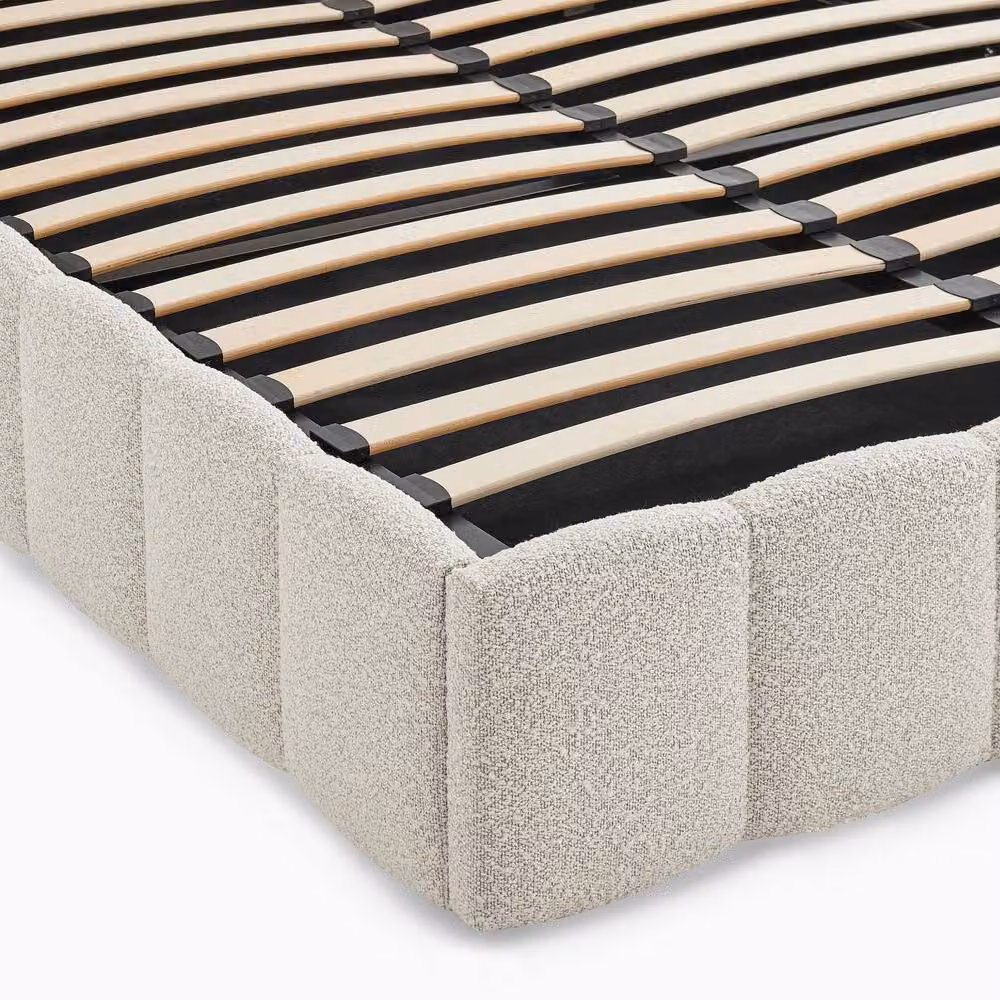 FurnitureboxUK Trifle Double Ottoman Bed Frame in Beige Boucle Fabric, W/D/H: 140 x 200 cm – 3