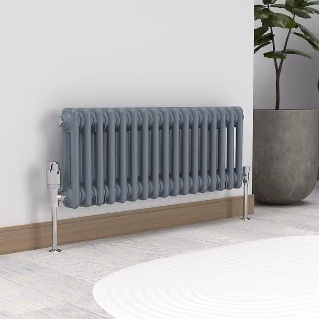 Lux Heat Horizontal 2 Column Steel Radiator in Pebble Grey, W: 30.0 cm, H: 78.5 cm