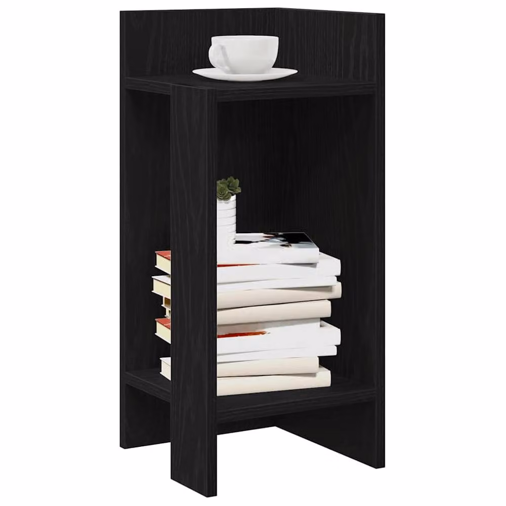 Berkfield Home Set of 2 Black Side Tables with Shelf, W/D/H: 25.5 x 27 x 60 cm – 2