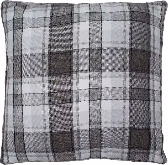 Divante Checked Square Cushion in Grey and Orange, W/D/H: 60 x 60 x 60 cm