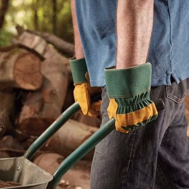 Garden Mile Heavy Duty Suede Tuff Riggers Gardening Gloves in Yellow and Multicolour Leather