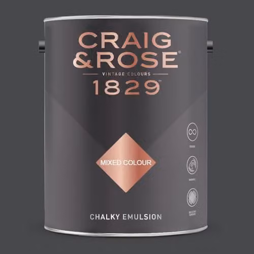 Craig & Rose 1829 Chalky Emulsion Paint Stop Jet Black Matt Water Based 5 l
