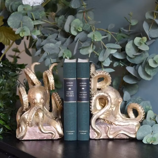 Madison & Mayfair Gold Octopus Design Metal Bookends – 1