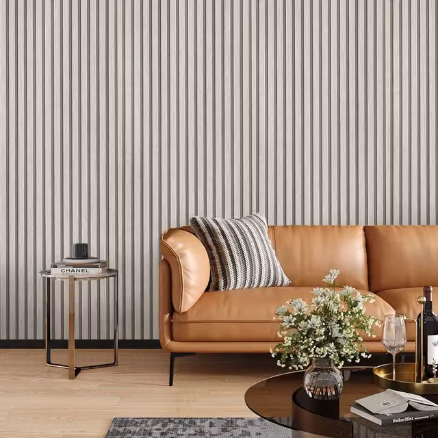 Kidkid 3D Wood Effect Textured Self Adhesive Vinyl Wallpaper in Beige and White