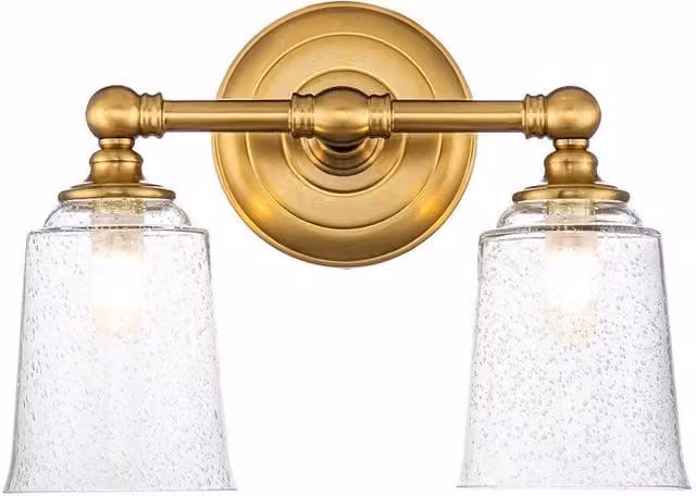 Netlighting Feiss Hugeunot Lake Up and Down Wall Lamp in Burnished Brass and Yellow Glass IP44 – 1