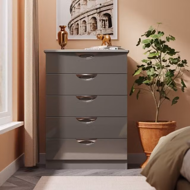 2 U Holborn 5 Drawer Chest in Mid Grey