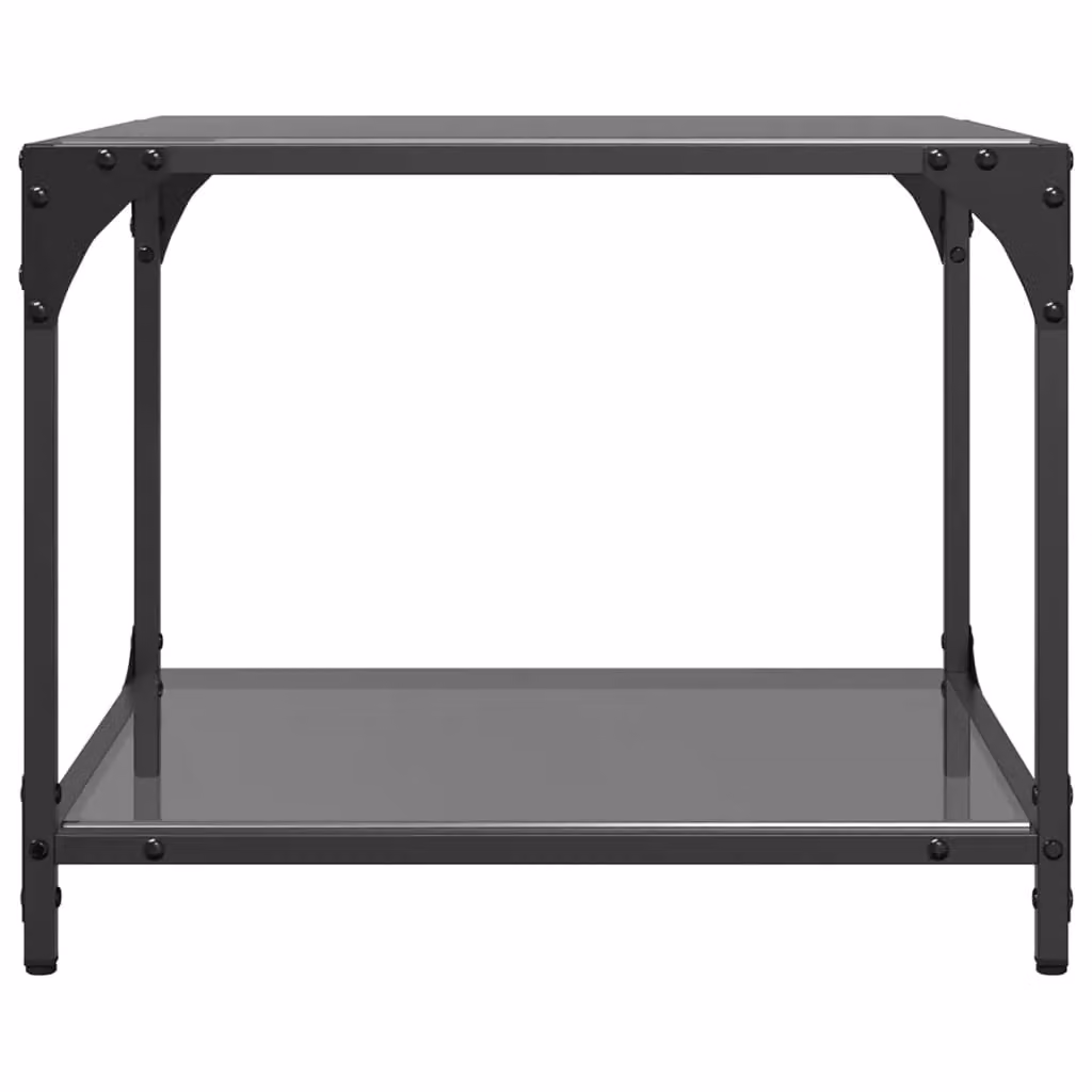 Berkfield Home Set of 2 Modern Square Coffee Tables with Black Glossy Glass Tops and Steel Legs, W/D/H: 50 x 50 x 40 cm – 3