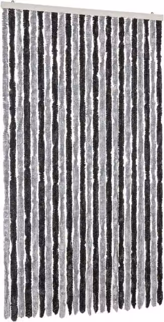 Berkfield Home Chenille Fly Curtain in Grey and Black, W/H: 100 x 230 cm – 1