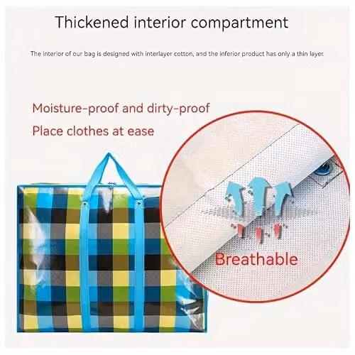 KAV Extra Large Reusable Waterproof Laundry and Storage Bag with Handles, Multicolour, W/D/H: 90 x 60 x 30 cm – 6