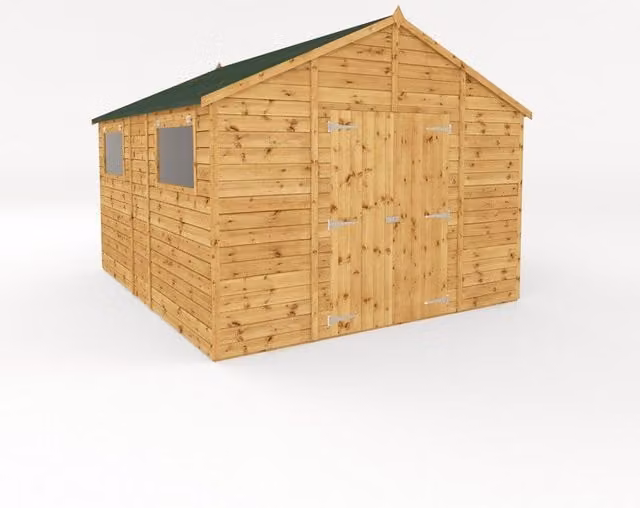 Mercia Premium Shiplap Apex Workshop with Window in Brown, W: 322.7 cm, D: 367.8 cm, H: 252.4 cm – 1