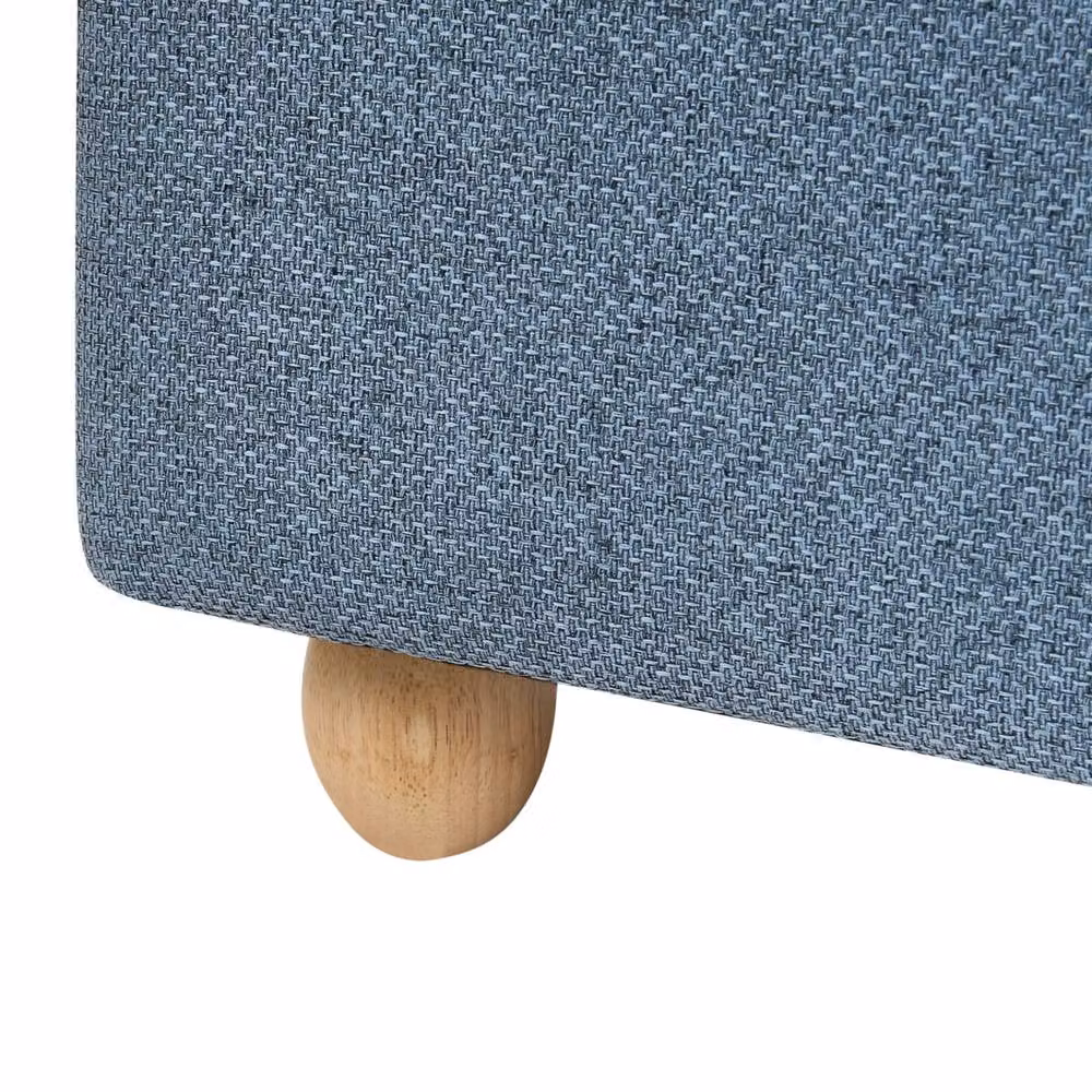 Wyld and Coco Blue Woven Fabric Storage Pouffe with Water-Repellent Finish – 7