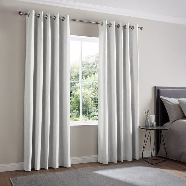 Simply Collection Toma Made to Measure Blackout Eyelet Curtain Panel in Duckegg Blue and White