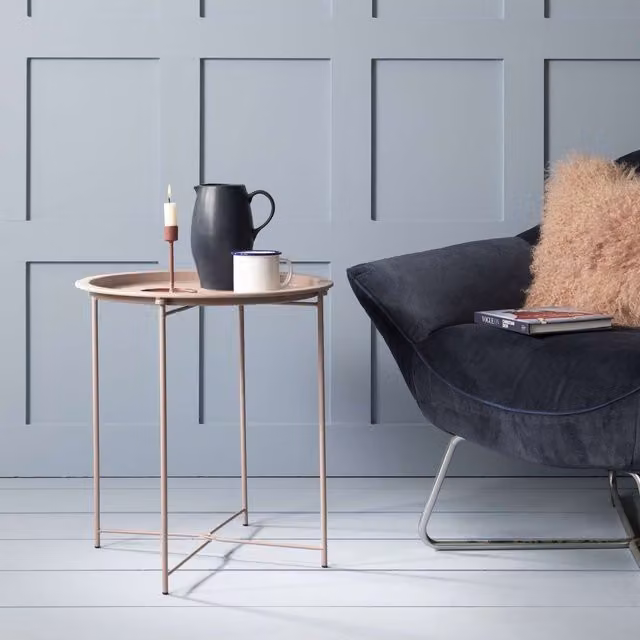 Noa and Nani Modern Round Metal Side Table in Matt Pink
