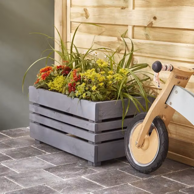 Cerland Geteborg Outdoor Rectangular Wooden Planter, Grey
