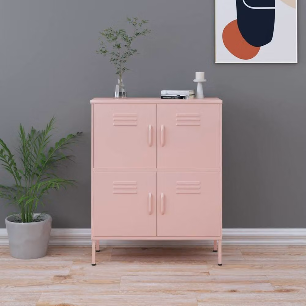 Berkfield Home Freestanding Metal Storage Cabinet in Pink, W/D/H: 80 x 35 x 101.5 cm – 2