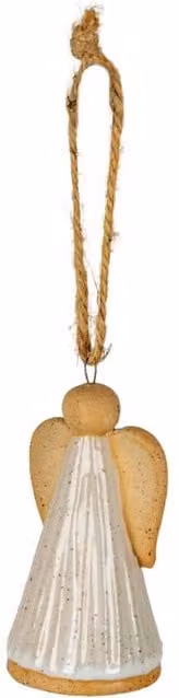 KDMD Flurry Angel Ceramic Hanging Christmas Tree Ornament in White