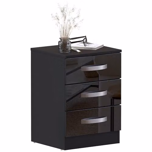 Vida Designs Black High Gloss 3 Drawer Chest of Drawers – 1