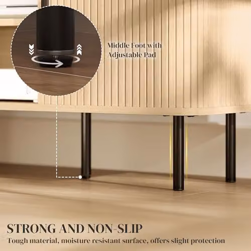 HOMCOM Mid-Century TV Stand Cabinet for Televisions up to 55 Inches, Brown and Black, W/D/H: 120 x 40 x 20.4 cm – 5