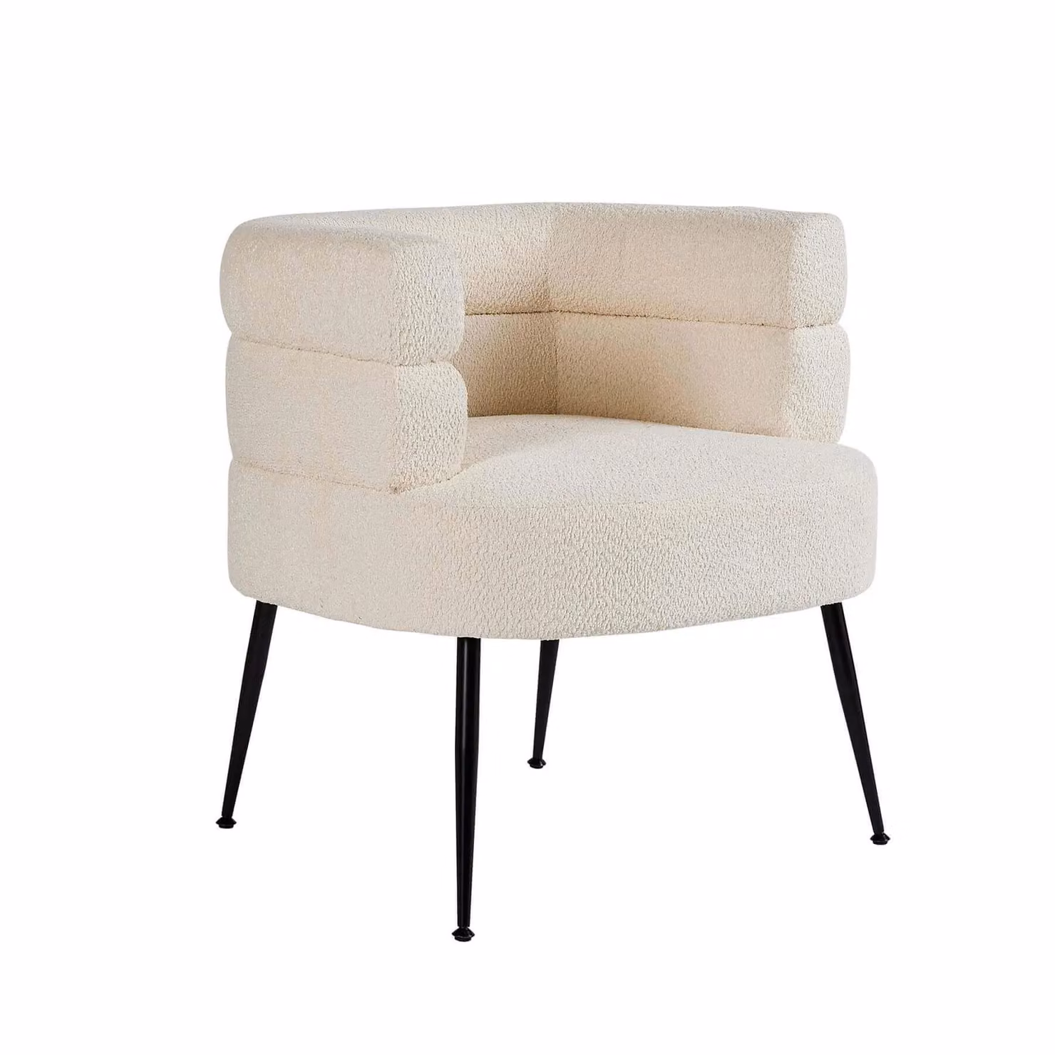 Home Source Barrel Boucle Teddy Fur Accent Chair with Metal Frame in Cream – 2