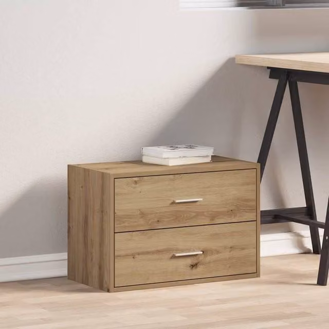Berkfield Home Artisan Oak Durable Cabinet with 2 Drawers, Brown, W: 60 cm, D: 31 cm, H: 40 cm – 1