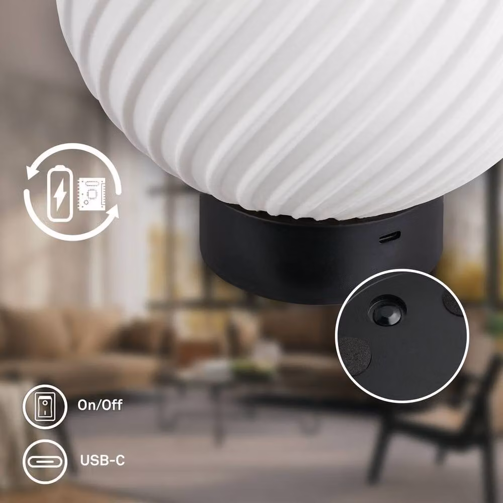 Briloner Black Rechargeable Dimmable LED Table Lamp with Touch Control and Warm White Light, IP44 Rated, H 25 cm x W 18 cm – 4