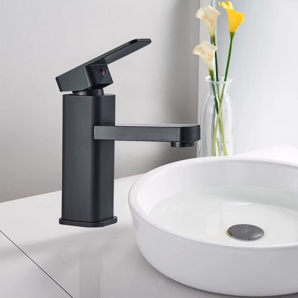 FORGEVIO Matt Black Waterfall Basin Mixer Tap with Pop-Up Waste – 4