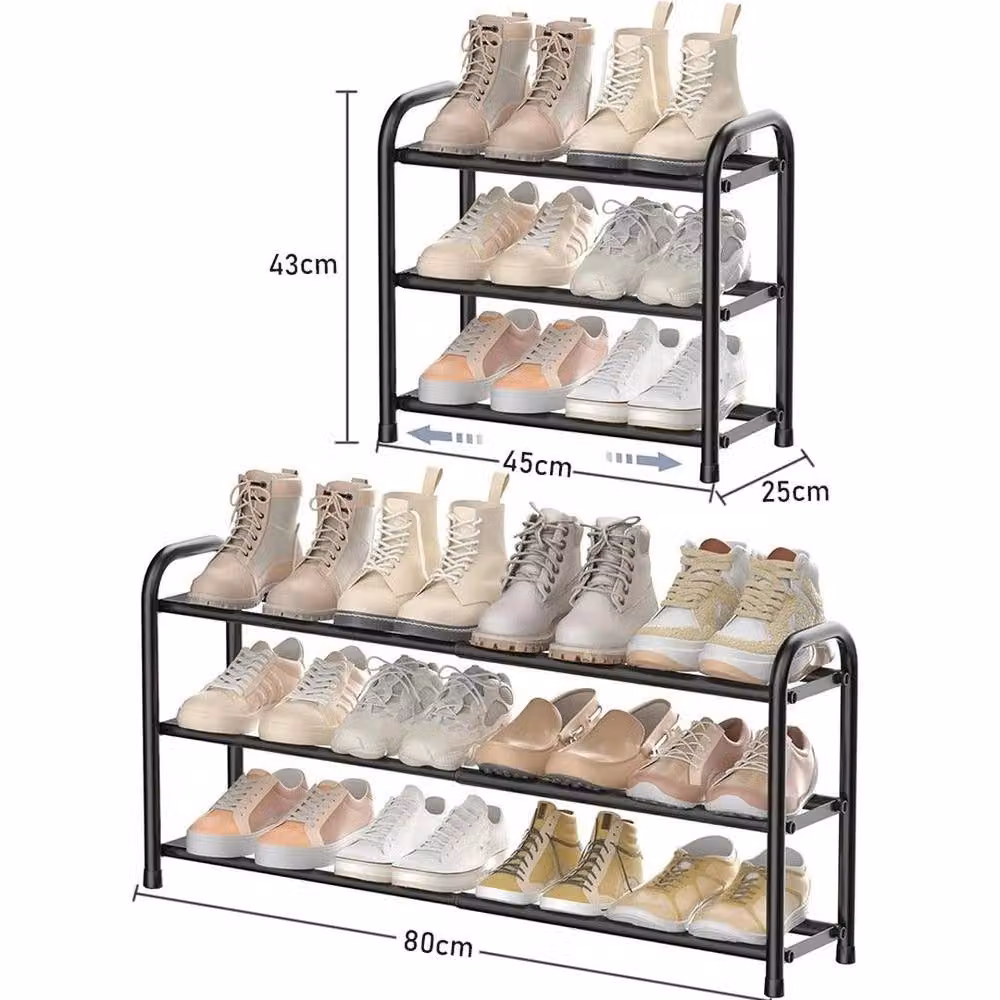 KORVIXA 3-Tier Adjustable Metal Shoe Rack in Black, Width: 50 cm – 2