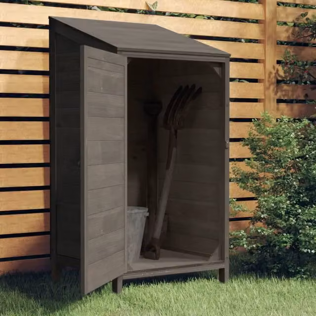 Berkfield Home Anthracite and Black Solid Wood Garden Shed, W/D/H: 55 x 52 x 112 cm