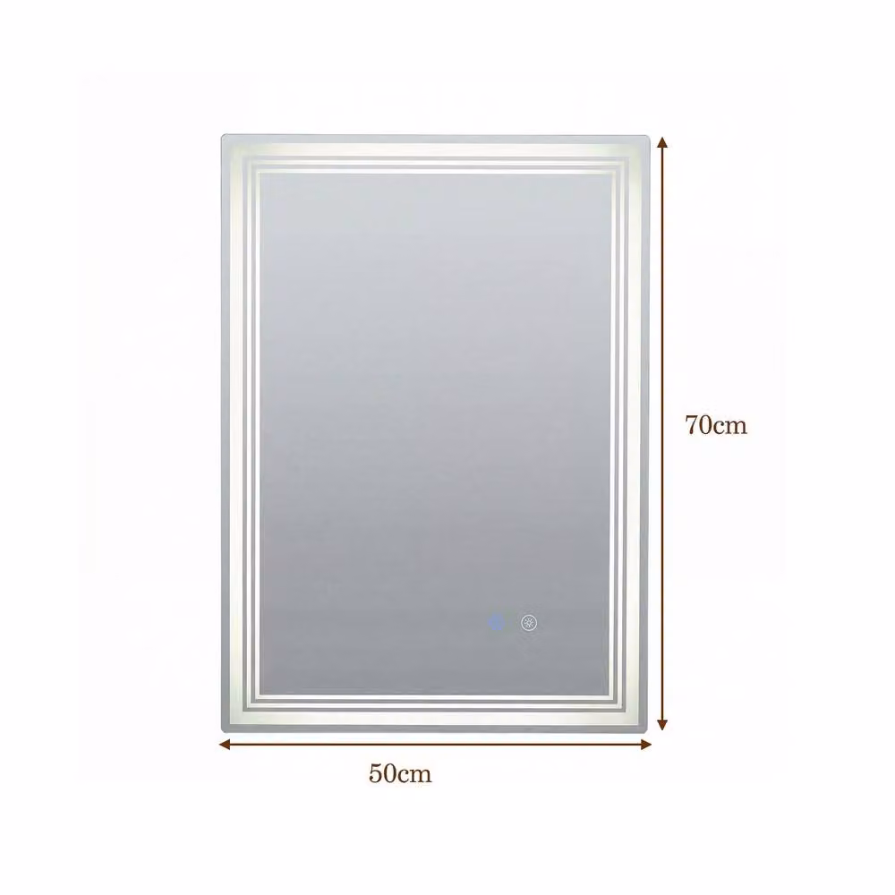 Costway LED Rectangular Wall Vanity Bathroom Mirror in White W: 70 cm x H: 70 cm – 4