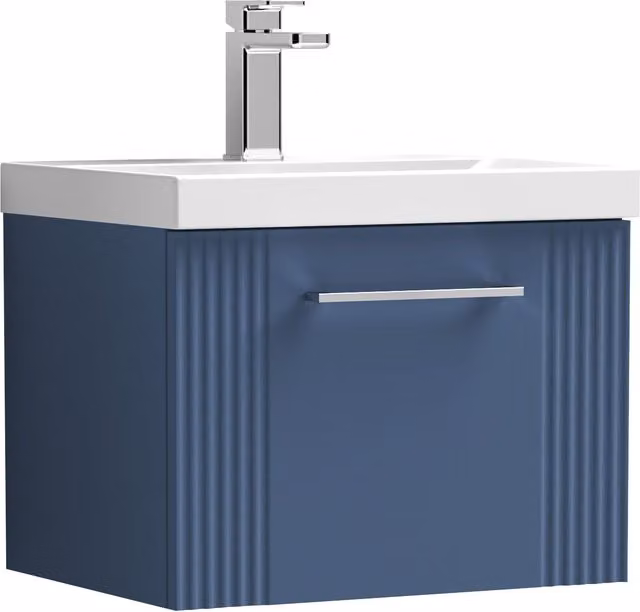Balterley Wall Hung 1 Drawer Vanity Unit with Mid-Edge Basin, Satin Blue