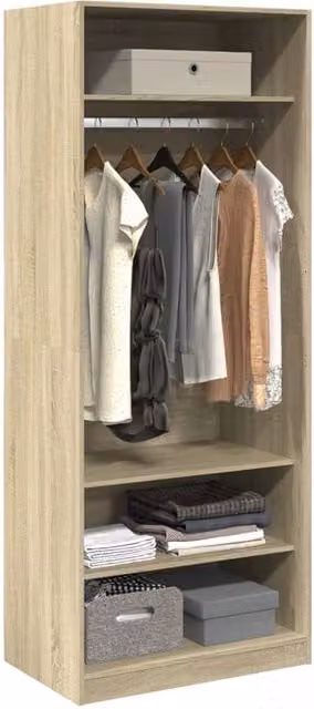 Berkfield Home Sonoma Oak Wardrobe in Light Oak, W/D/H: 80 x 50 x 200 cm
