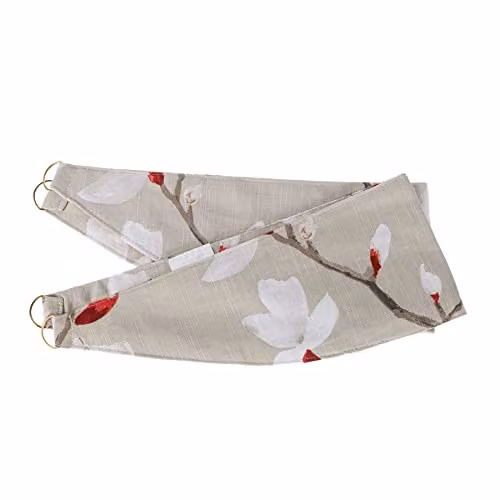 Homescapes Anita Floral Tie Back Pair in Red and Beige – 1