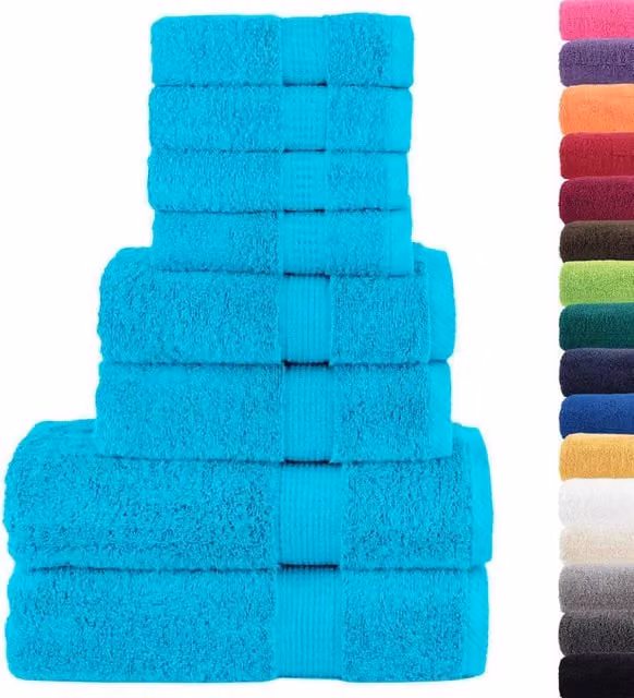 Berkfield Home SOLUND 8 Piece Premium Cotton Terry Towel Set in Turquoise, 600 gsm