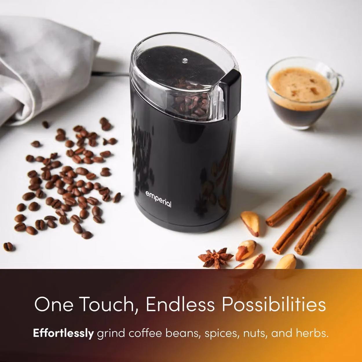 Emperial Electric Coffee Grinder, Bean, Spice and Nut Milling Blender, 140W, Black – 4